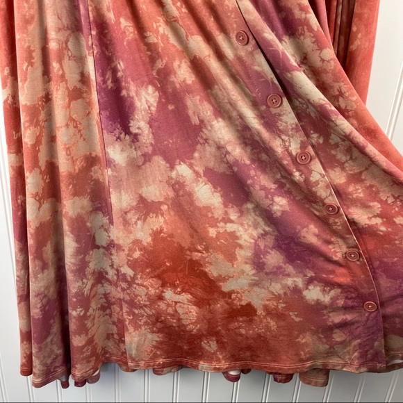 Torrid Supersoft Tie Dye Button Midi Skirt Orange Purple Size 1X - Picture 8 of 13
